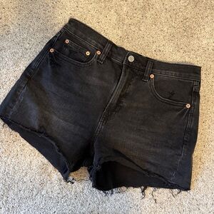 GAP High Rise Frayed Hem Black Denim Women's Shorts size 27 4p